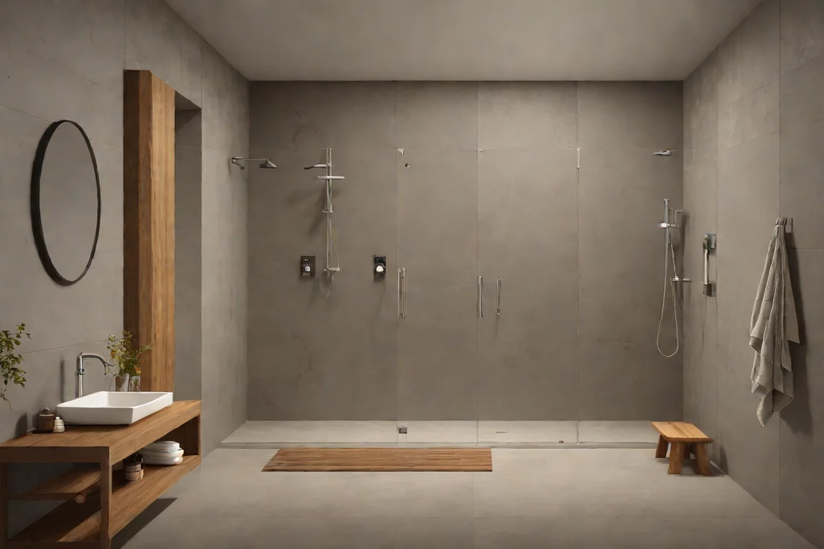 Concrete-Look Large-Format Stoneware - Shower Tile Designs