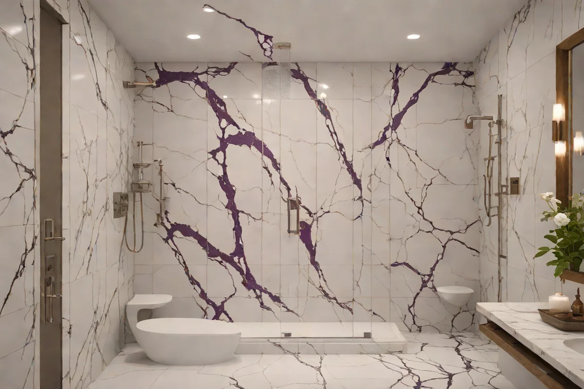 Calacatta Viola Dramatic Marble Subways - Shower Tile Designs