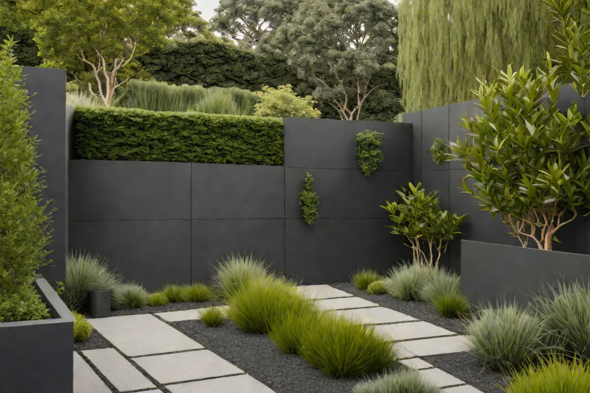 Monochromatic Color Drenched Fences - Small Backyard Layout Ideas