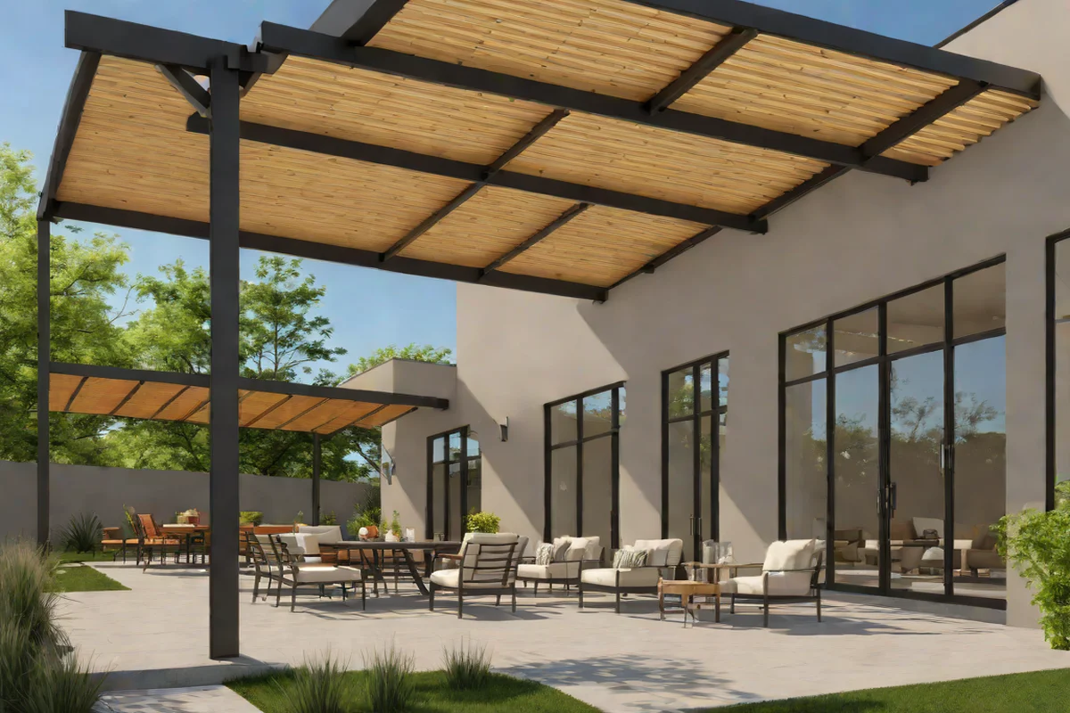 The Floating Cantilevered Pergola Overhang - Small Backyard Layout Ideas