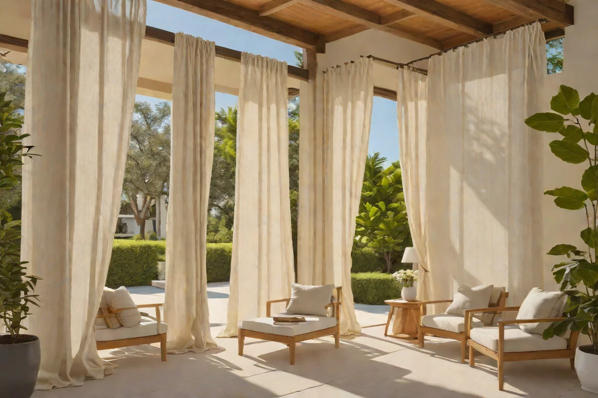 Raw Linen Panel Fabric Cabanas - Small Backyard Layout Ideas