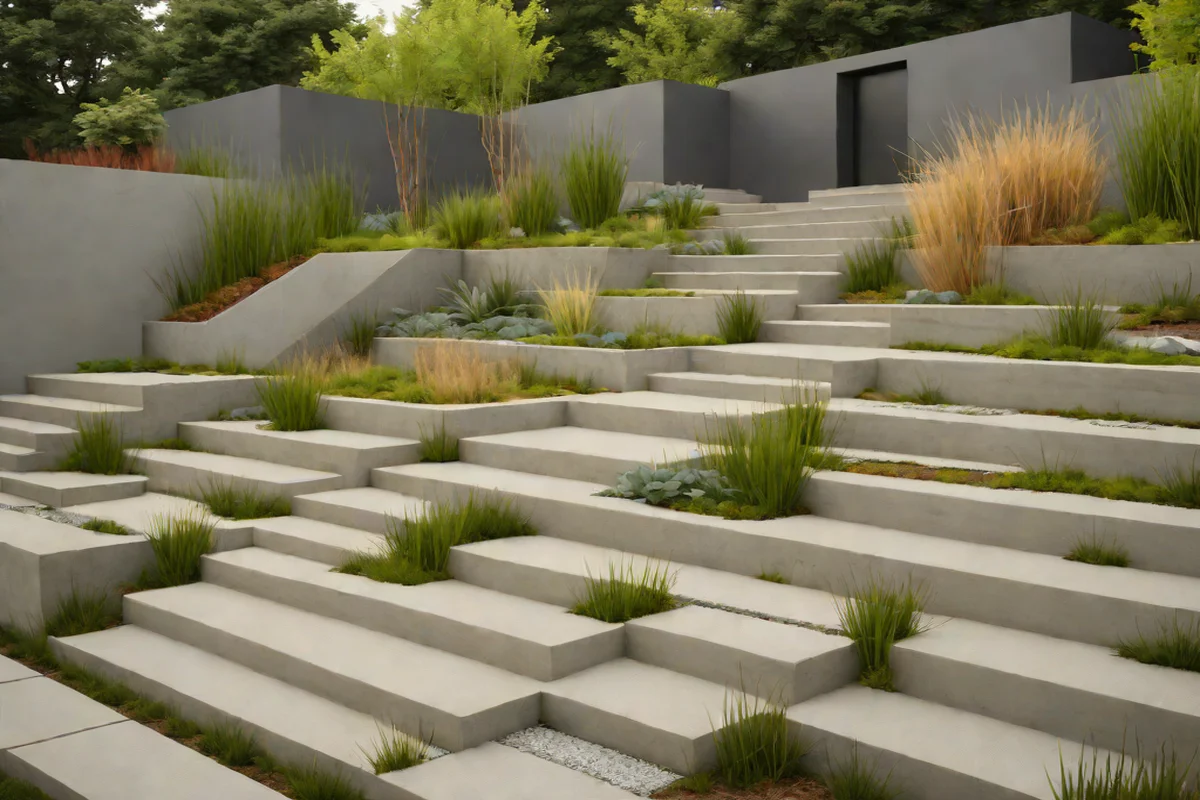Multi-Level Terracing with Low Retaining Ledges - Small Backyard Layout Ideas