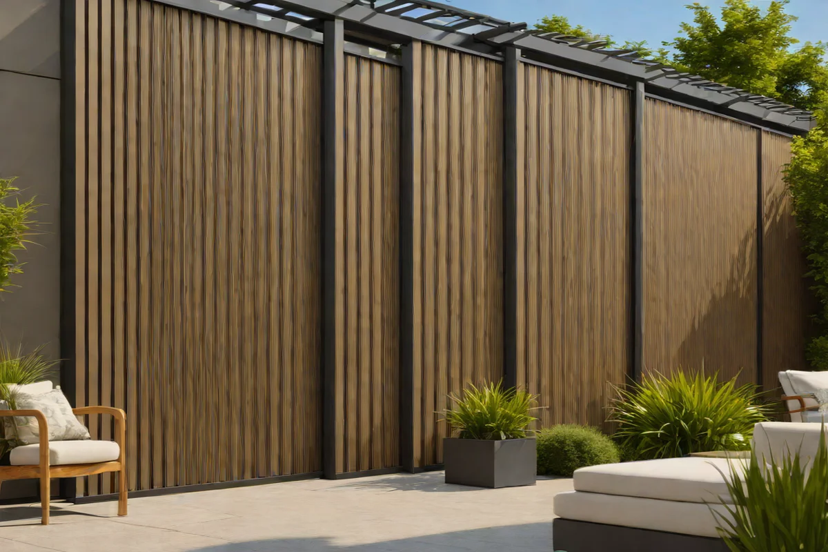 Linear Rhythm Vertical Slat Privacy Screens - Small Backyard Layout Ideas