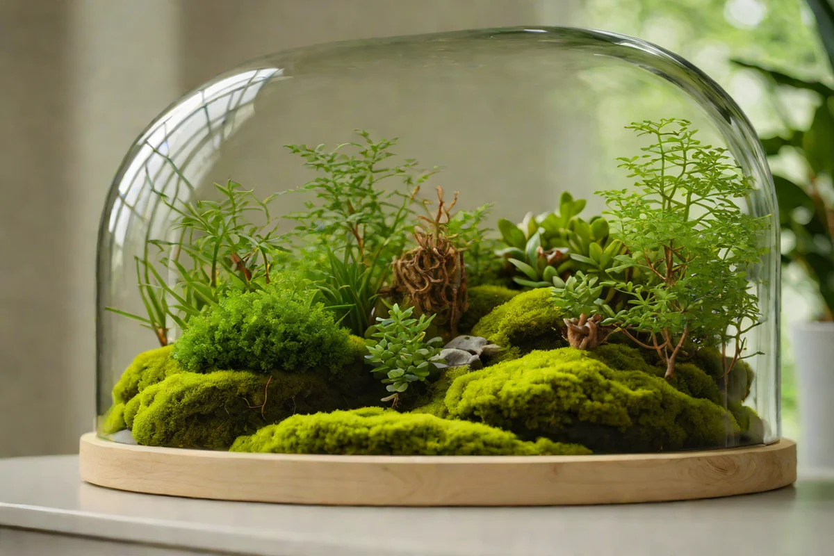 The Biophilic Cloche Terrarium Statement - Style a Dining Room Credenza