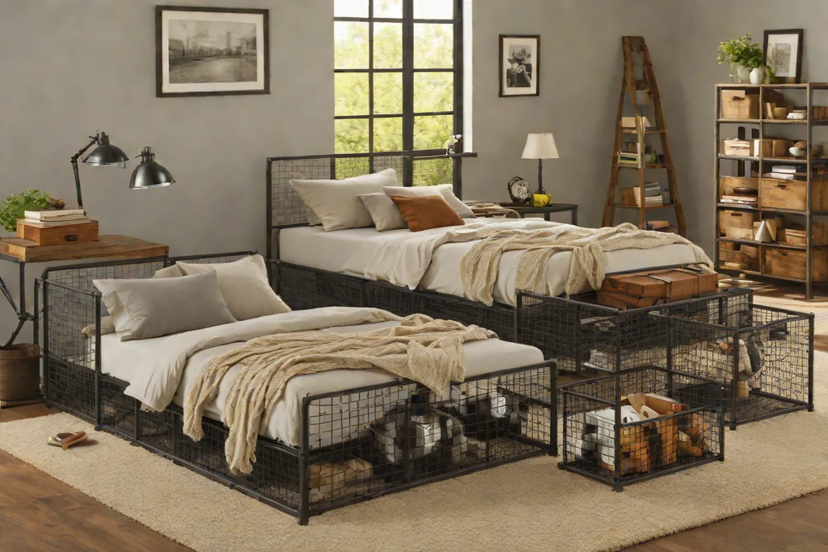 Low-Slung Industrial Wire Mesh Bins Low-Slung Industrial Wire Mesh Bins - Under-Bed Storage Hacks