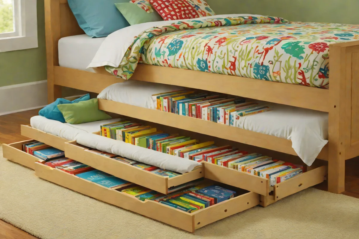 Slide-Out Under-Bed Book Ledges Slide-Out Under-Bed Book Ledges - Under-Bed Storage Hacks