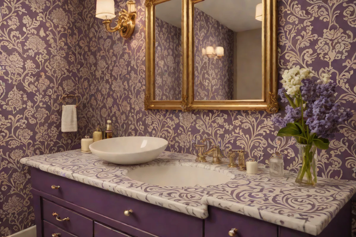 The Fragrant Scent-Scaping Lavender Damask Run - Wallpaper Ideas for Powder Rooms