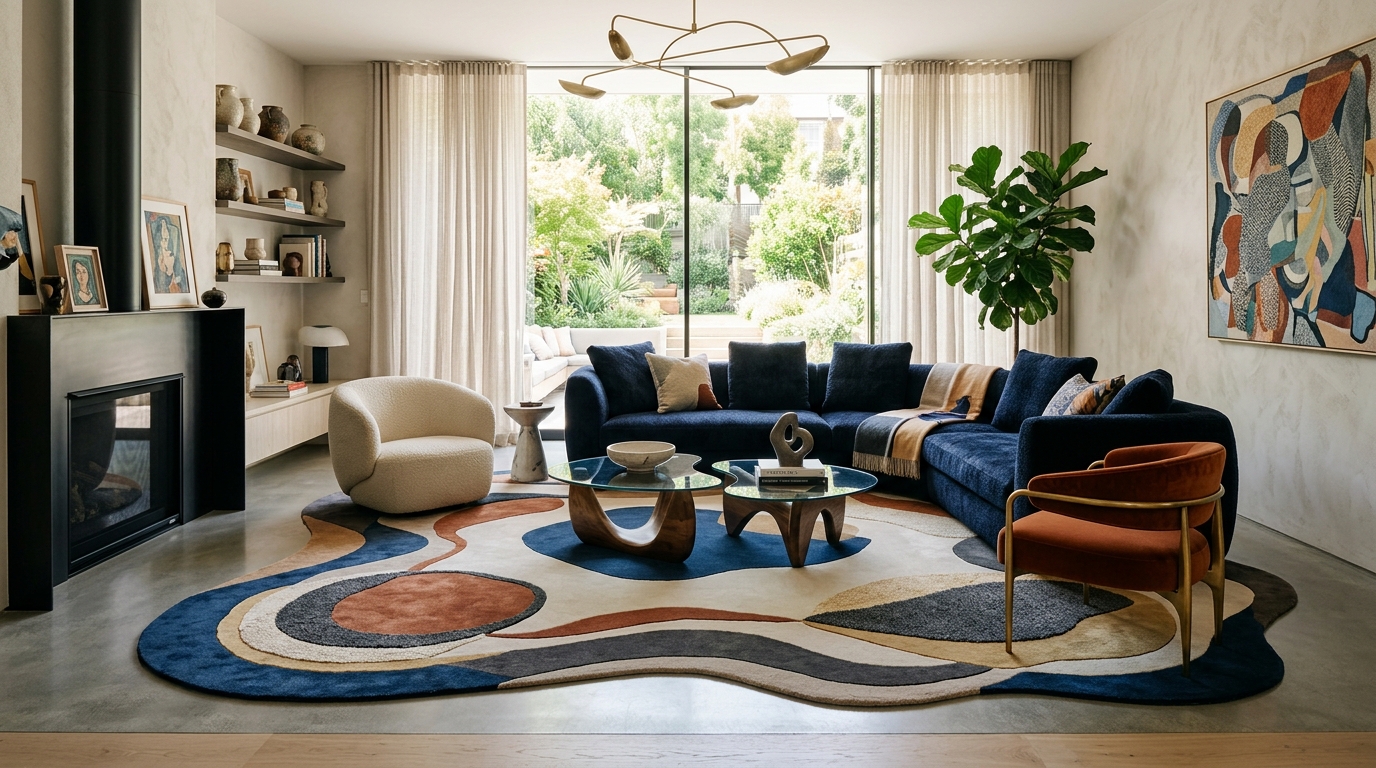 Anchor Conversation Zones With Organic Shaped Rugs