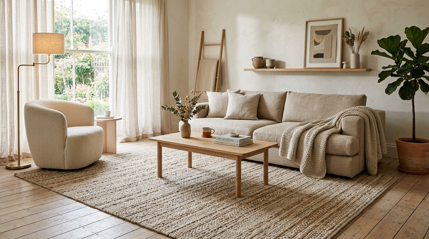 Anchor the Space With a Chunky Wool Rug