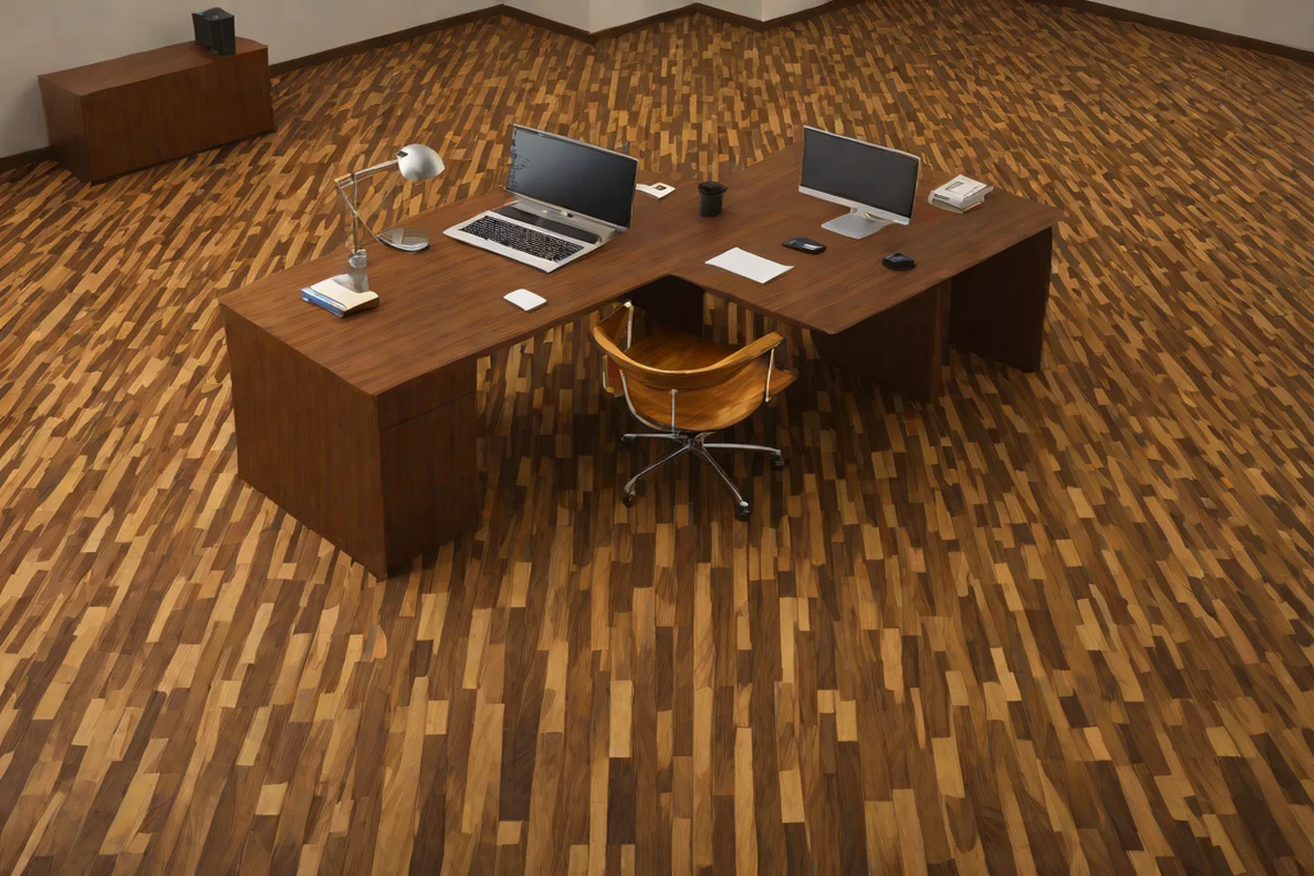 Over-the-Floor Drop-Down End-Grain Walnut Blocks - Best Flooring Options for a Durable Workspace