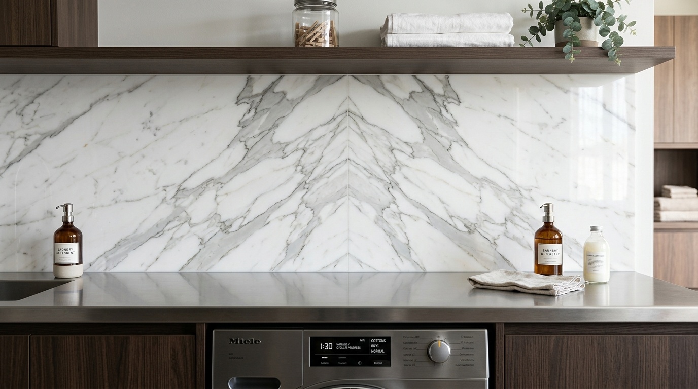 Bookmatched Marble Backsplashes