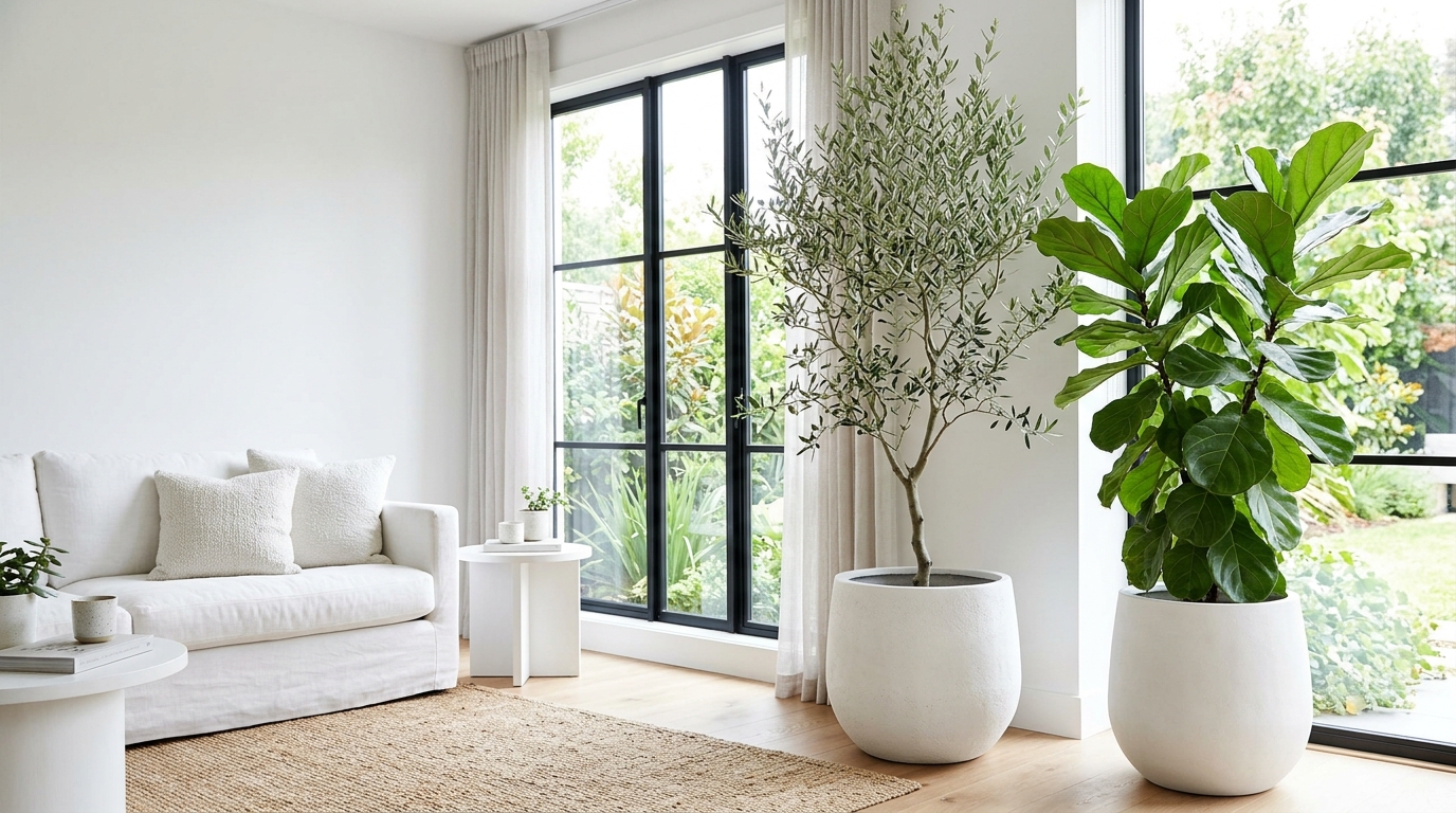 Bring the Outdoors in With Olive Trees and Ficus Plants