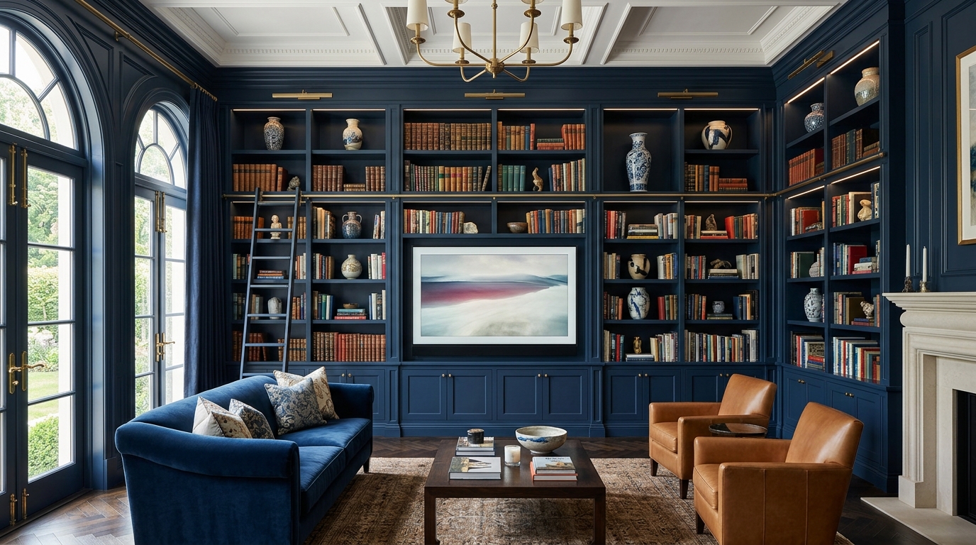 Build Custom Floor-to-Ceiling Bookshelves Around the Screen