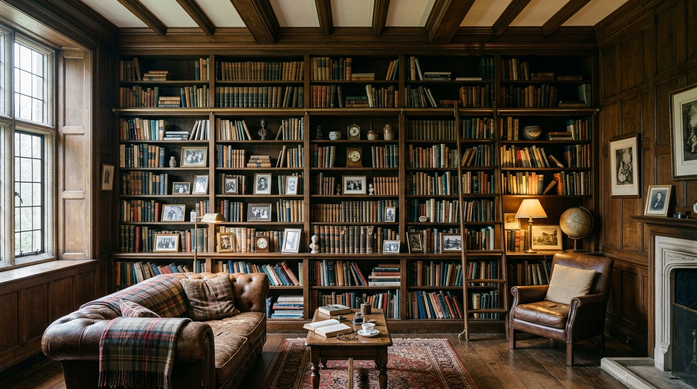 Built-In Floor-To-Ceiling Bookshelves