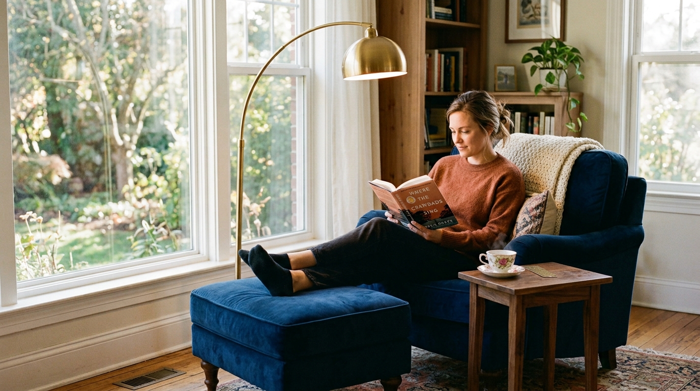 Create a Dedicated Reading Corner With an Ottoman
