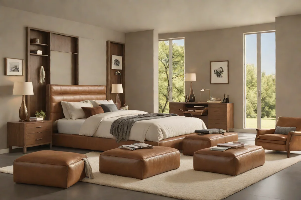 Low-Profile Modular Leather Dressing Ottomans Low-Profile Modular Leather Dressing Ottomans - Dark Academia Interior Design