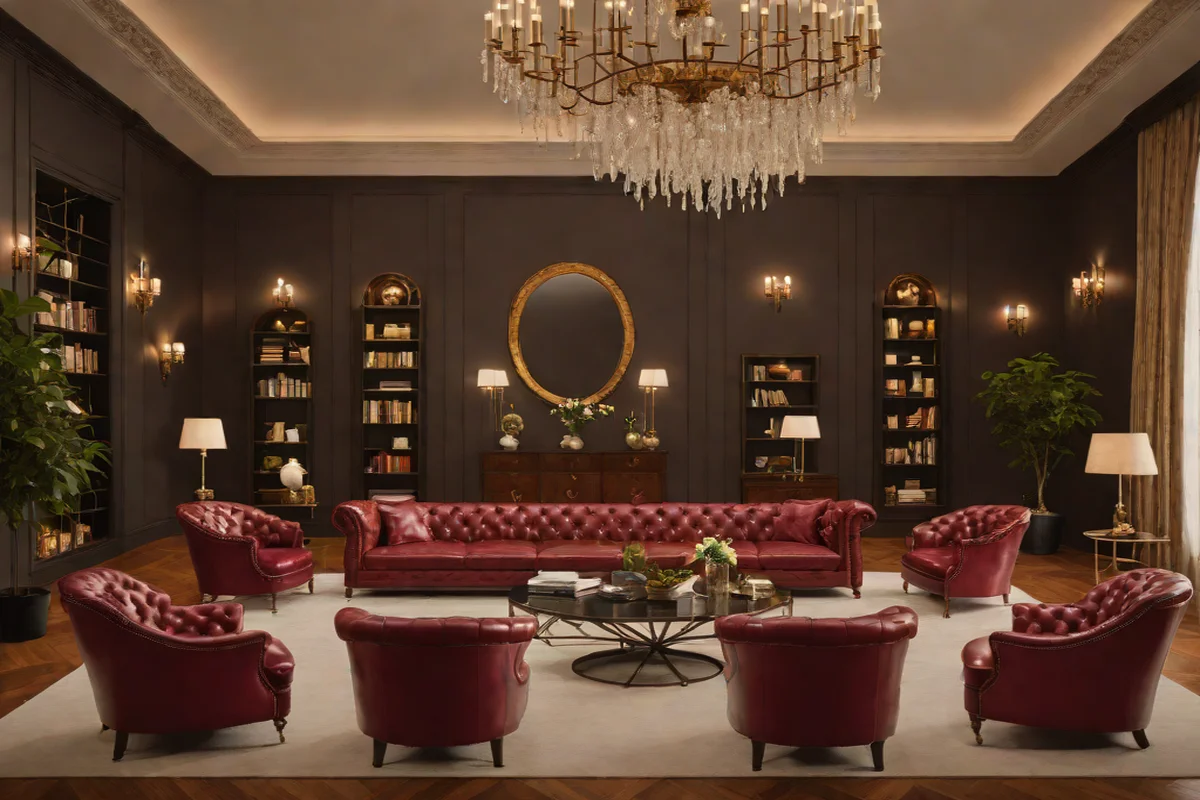 Symmetrical Axial Chesterfield Seating Circles Symmetrical Axial Chesterfield Seating Circles - Dark Academia Interior Design