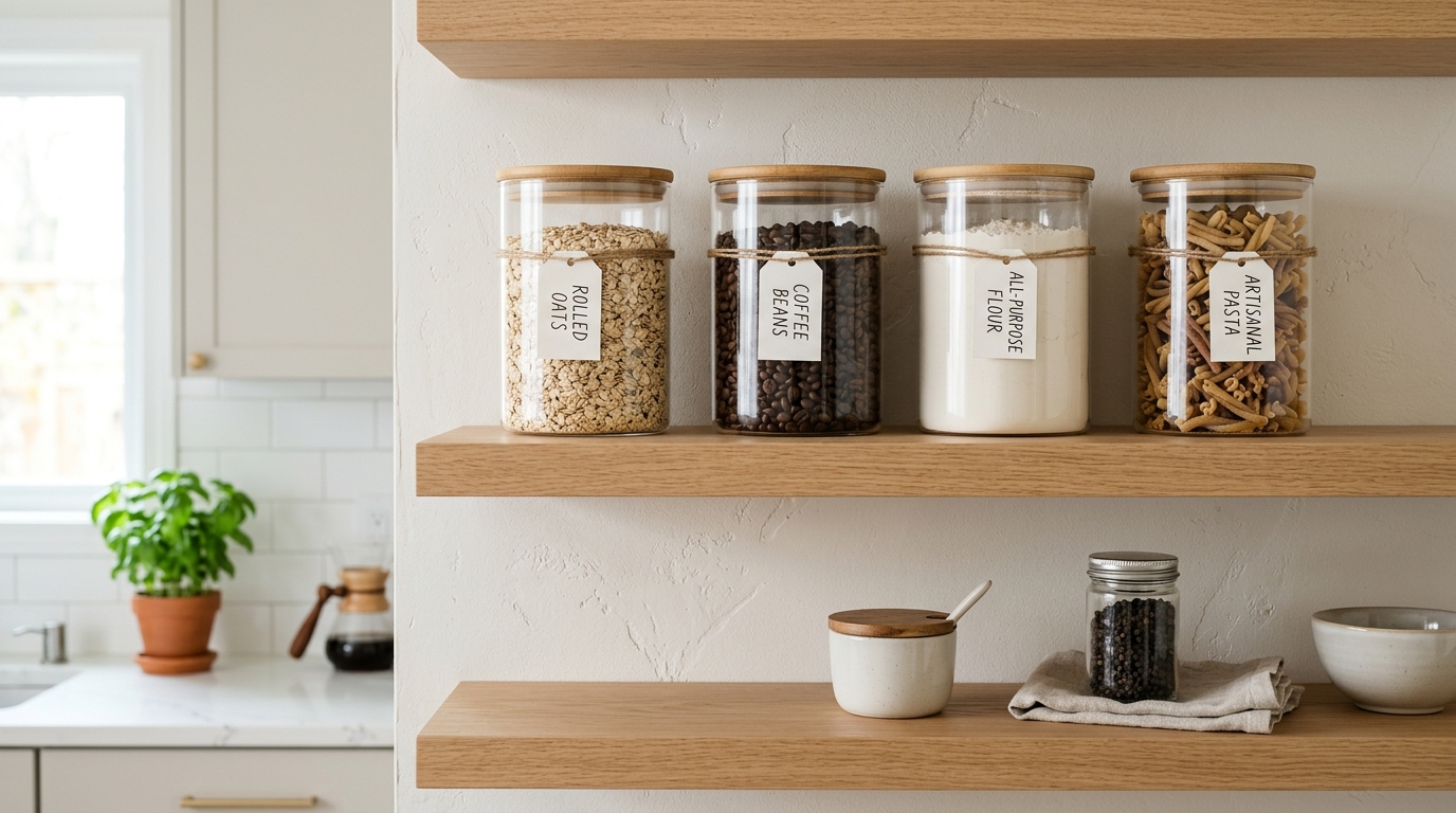 Decant Dry Goods Into Clear Glass Jars