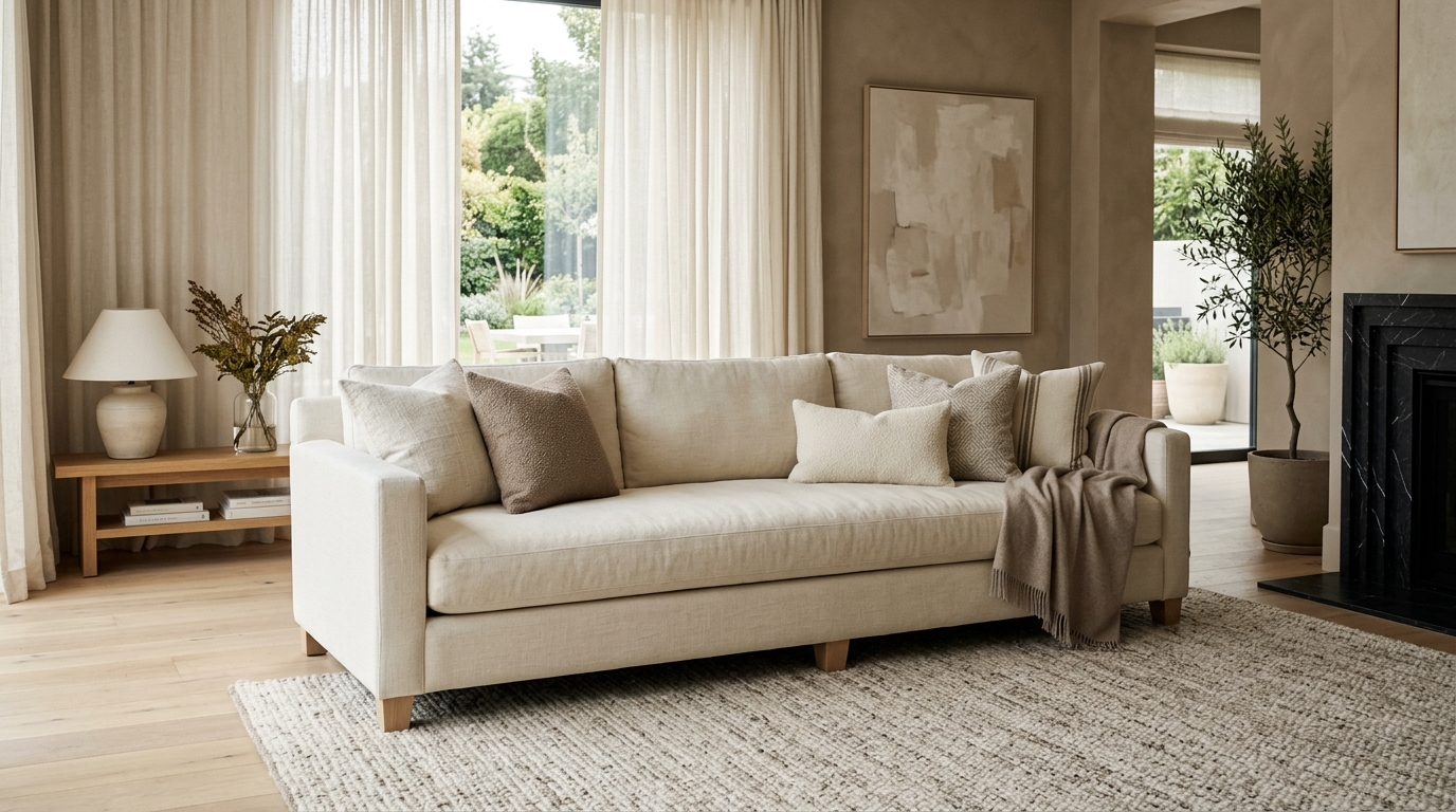 Deep-Seated Belgian Linen Track-Arm Sofas