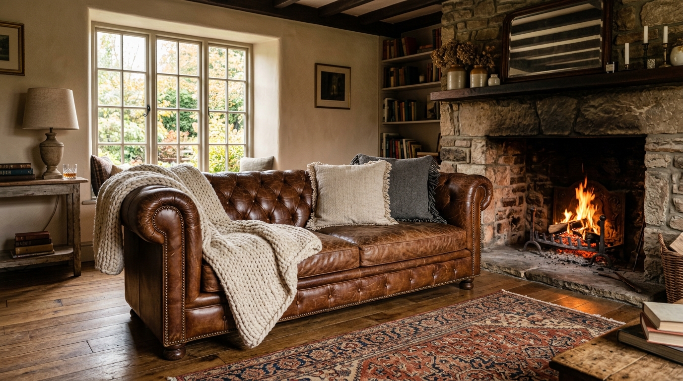 Deep Tufted Leather Sofas