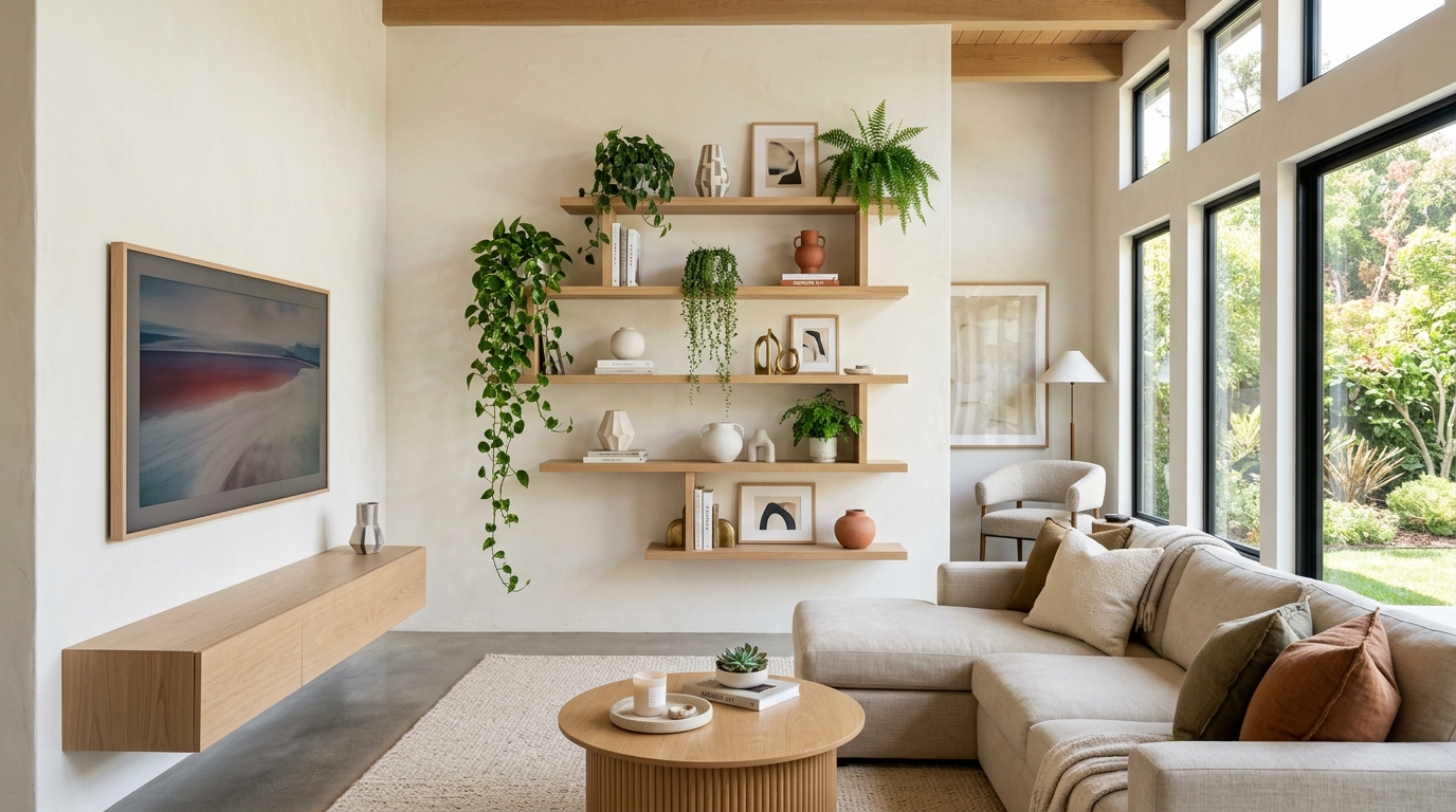 Design an Asymmetrical Shelving Layout for Modern Balance