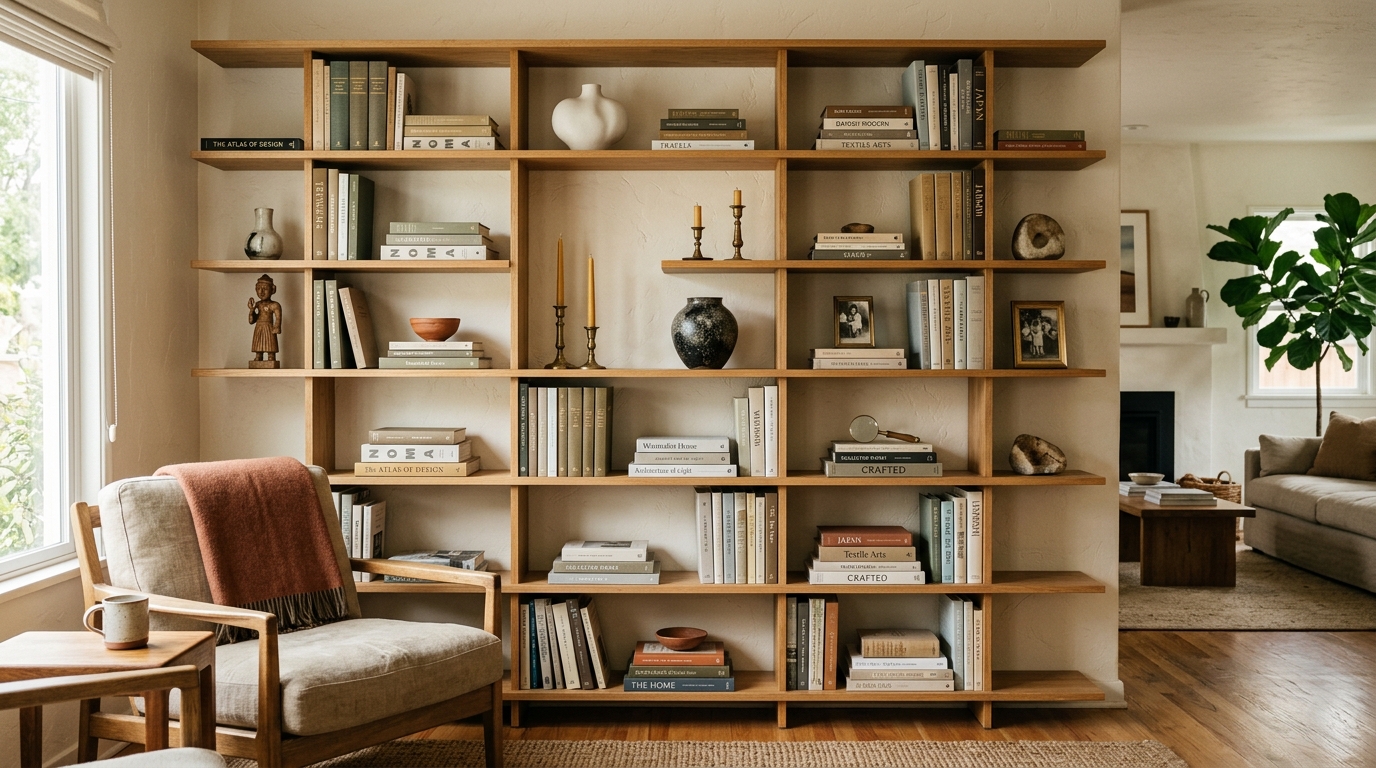 Display Personal Books and Mementos on Open Shelves