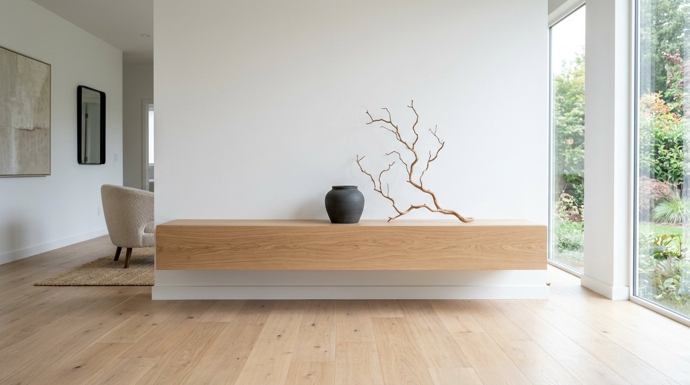 Floating Oak Media Consoles