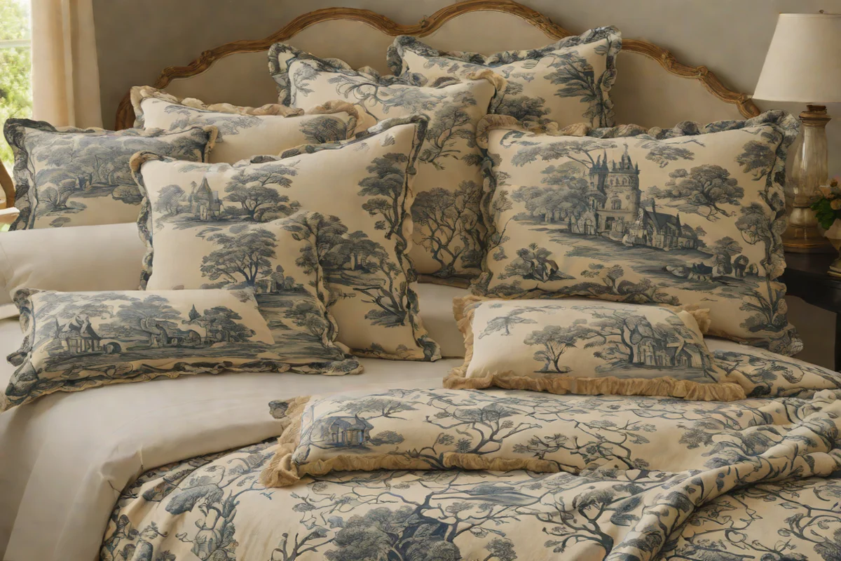 Authentic Toile de Jouy Textile Linens - French Country Aesthetic