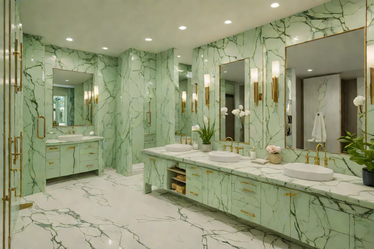 Monolithic Calacatta Mint Floating Stone Vanities Monolithic Calacatta Mint Floating Stone Vanities - Green Bathroom Decor
