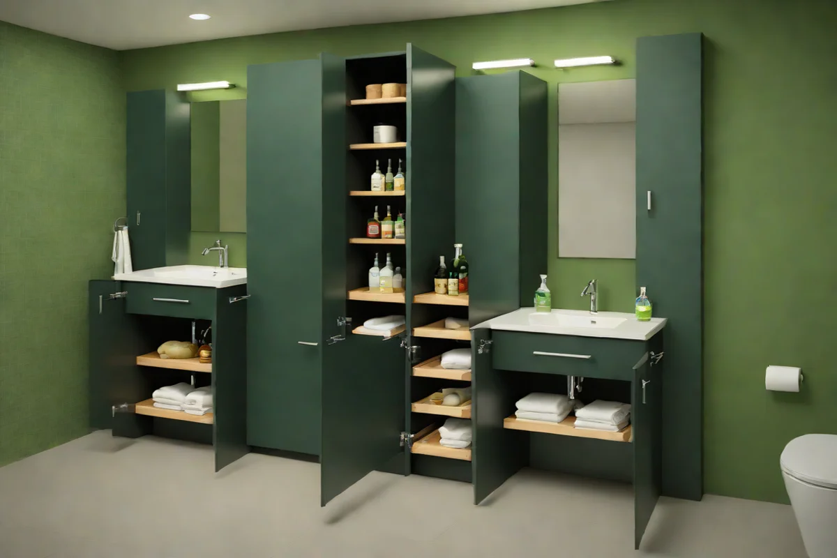 Minimalist Under-Sink Storage Towers Minimalist Under-Sink Storage Towers - Green Bathroom Decor