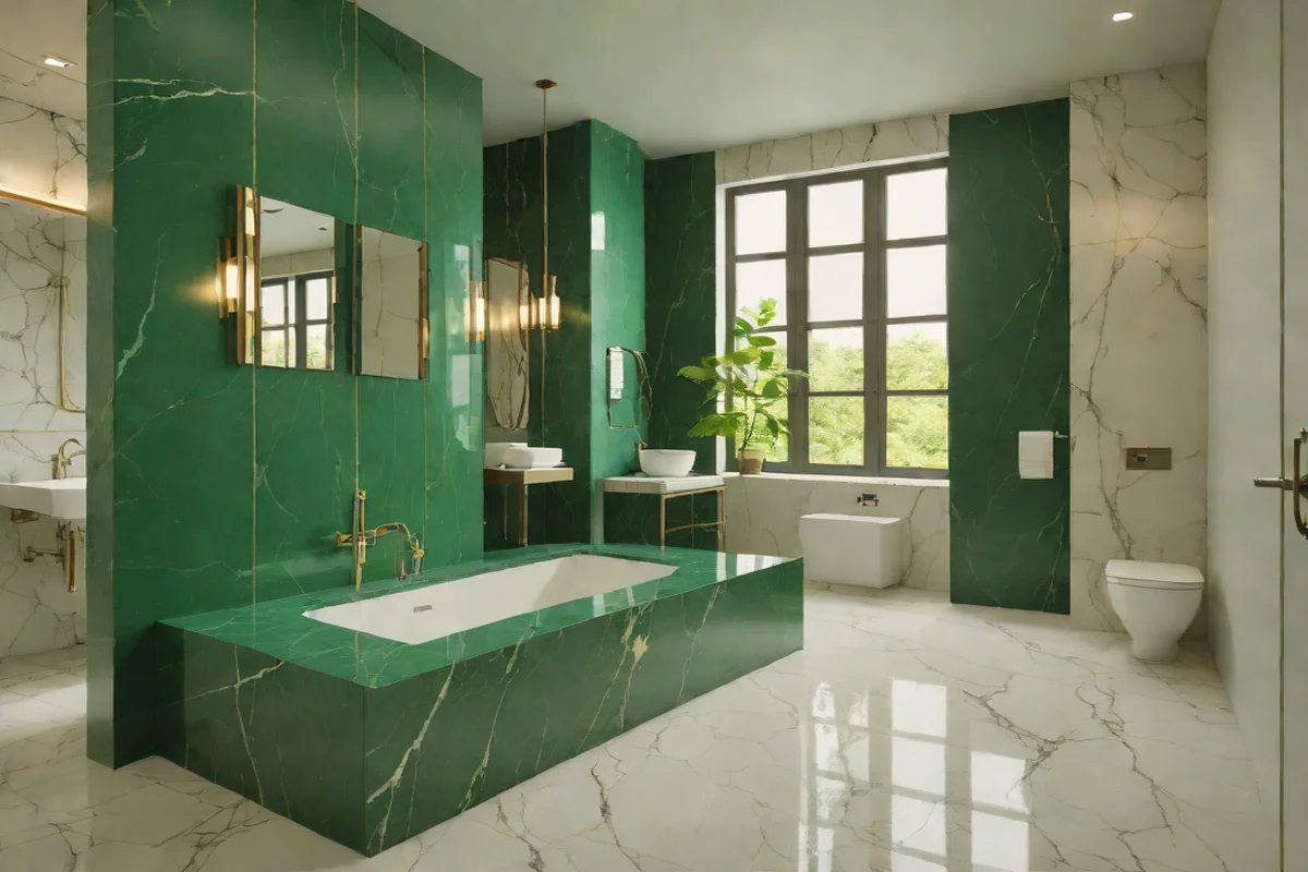 Monolithic Emerald Quartzite Free-Soaker Plinths Monolithic Emerald Quartzite Free-Soaker Plinths - Green Bathroom Decor