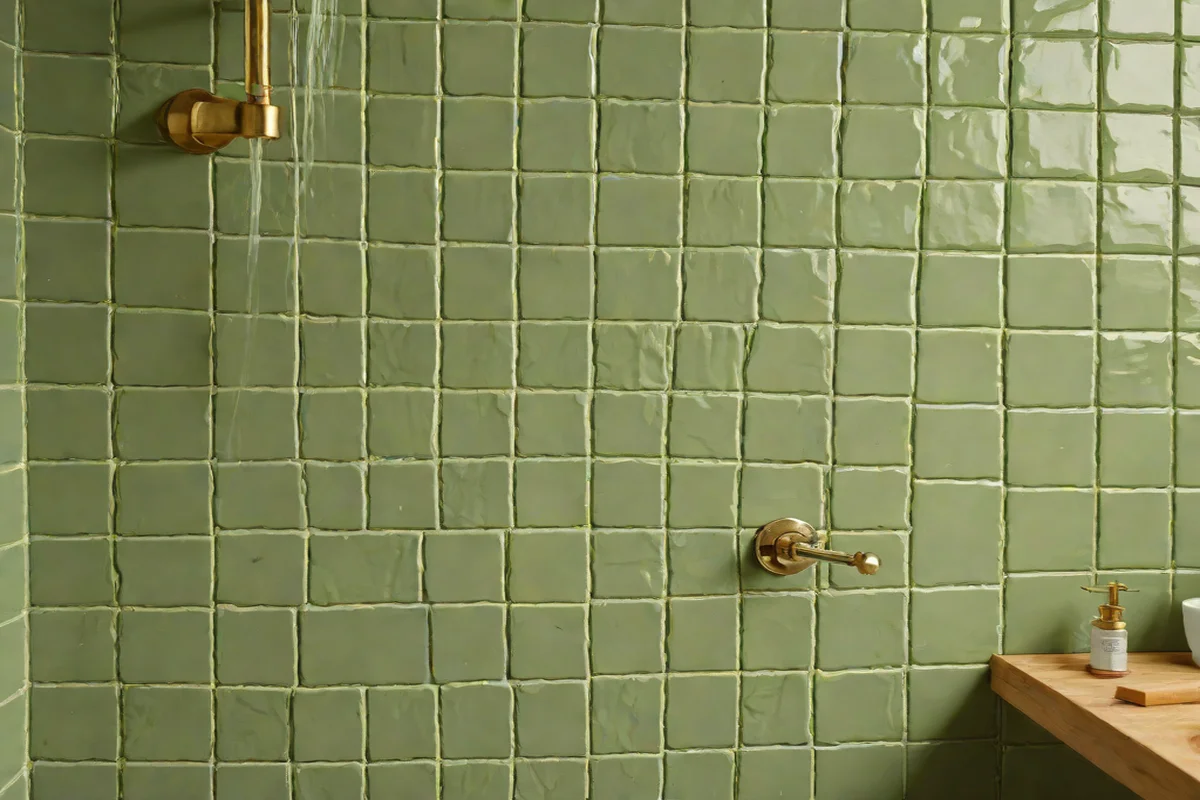 Layered Dual-Texture Matte Sage Zellige Tiles Layered Dual-Texture Matte Sage Zellige Tiles - Green Bathroom Decor