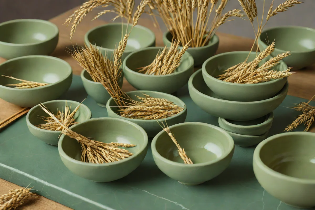 Hand-Thrown Wabi-Sabi Celadon Catch-Alls Hand-Thrown Wabi-Sabi Celadon Catch-Alls - Green Bathroom Decor