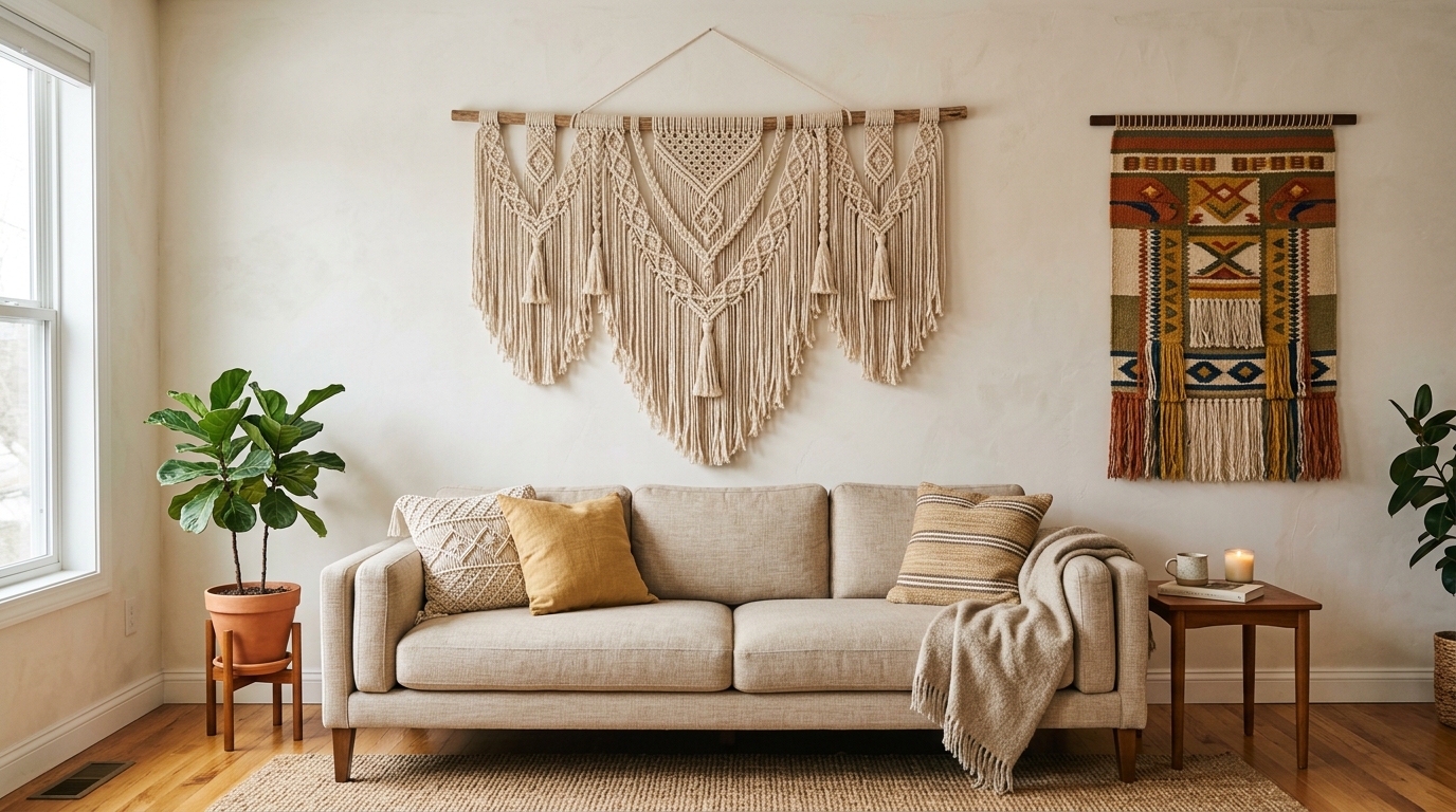 Hand-Woven Tapestries and Macrame Wall Art