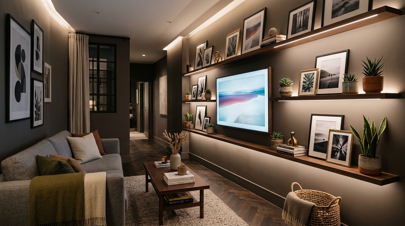 Hang Floating Display Ledges Above and Below the Screen