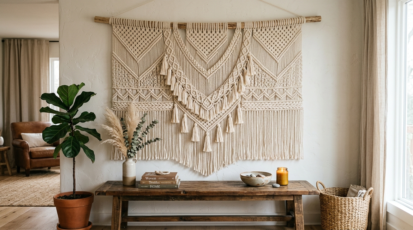 Hanging Woven Macrame Tapestries