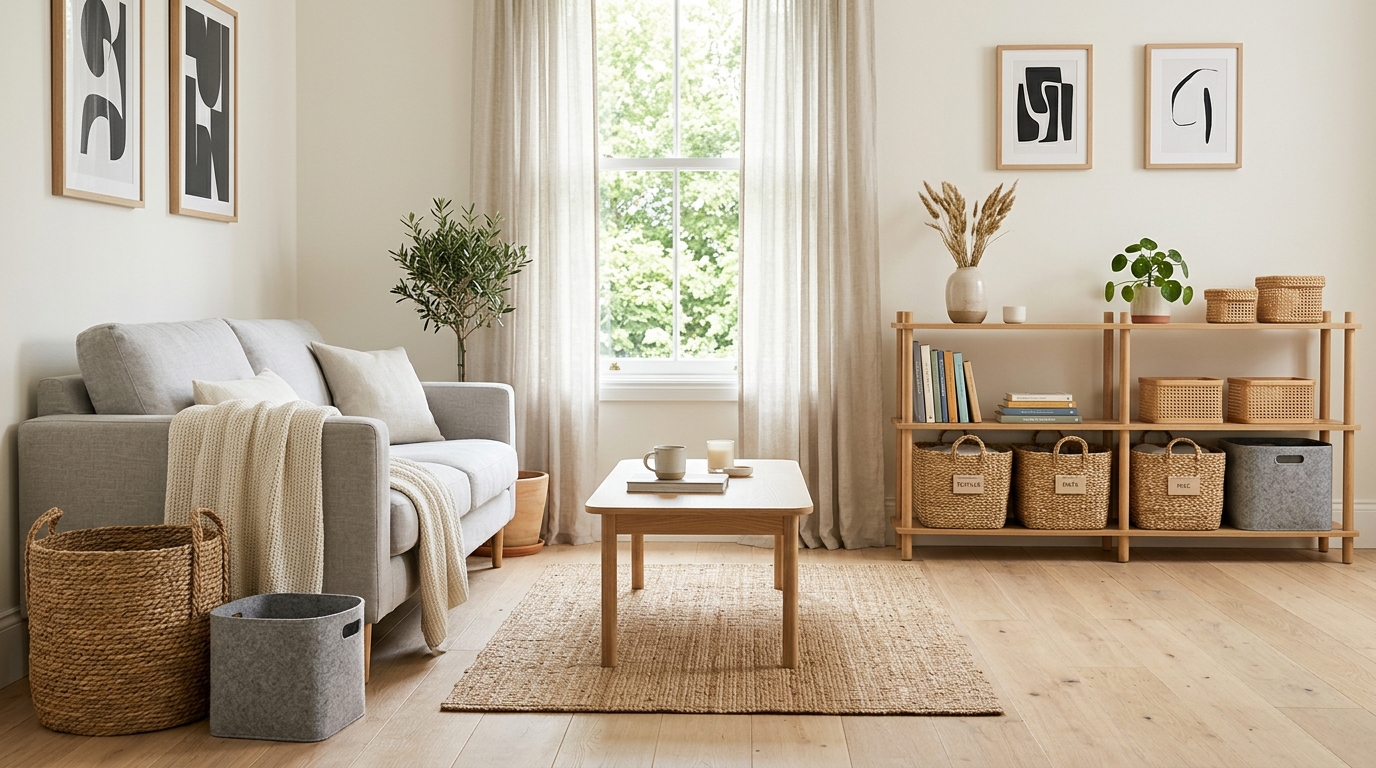 Hide Everyday Clutter Inside Woven Storage Baskets