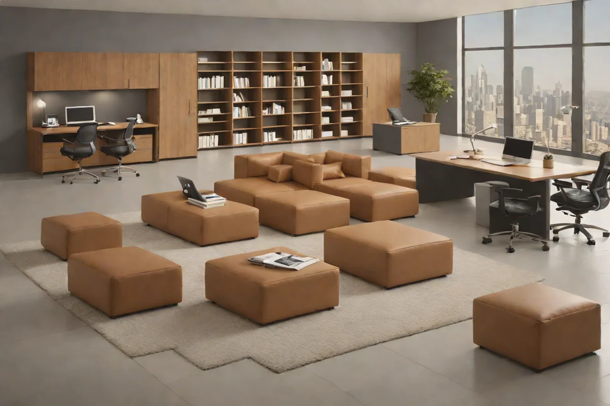 Low-Profile Modular Leather Filing Poufs Low-Profile Modular Leather Filing Poufs - Home Office Organization Hacks