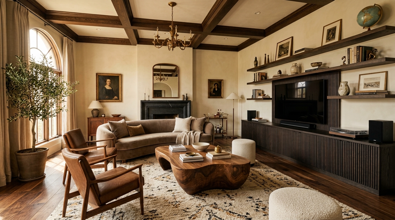 Incorporate Rich Walnut and Medium Wood Tones