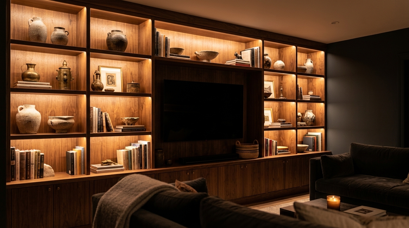 Integrated Under-Shelf Warm LED Strips