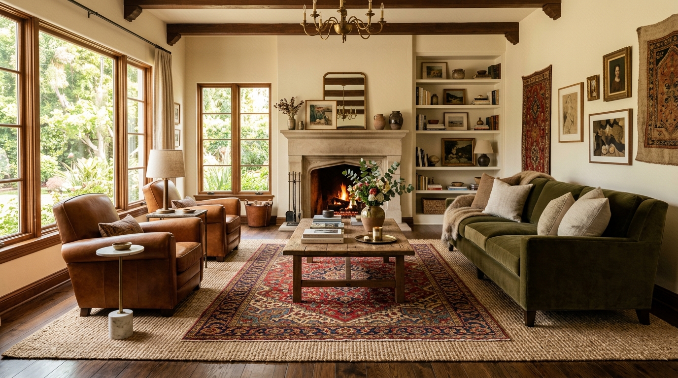 Layer a Natural Jute Rug Under a Plush Top Layer