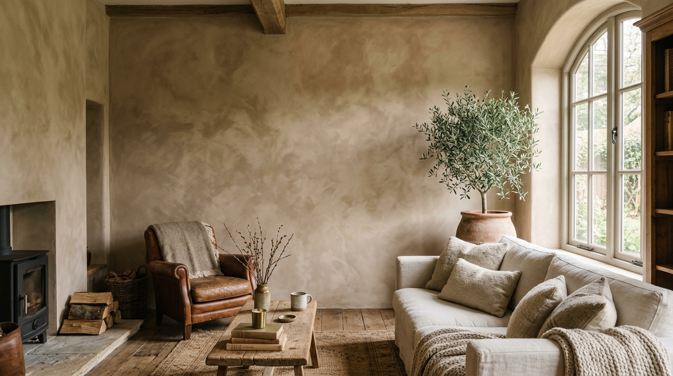 Matte Earthy Lime Wash Walls