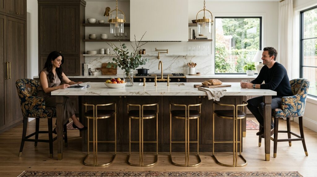 Mix Two Different Stool Styles for Visual Contrast