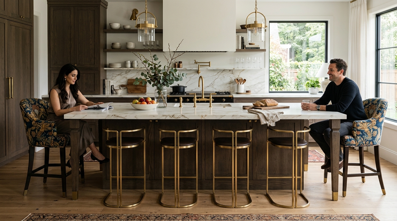 Mix Two Different Stool Styles for Visual Contrast