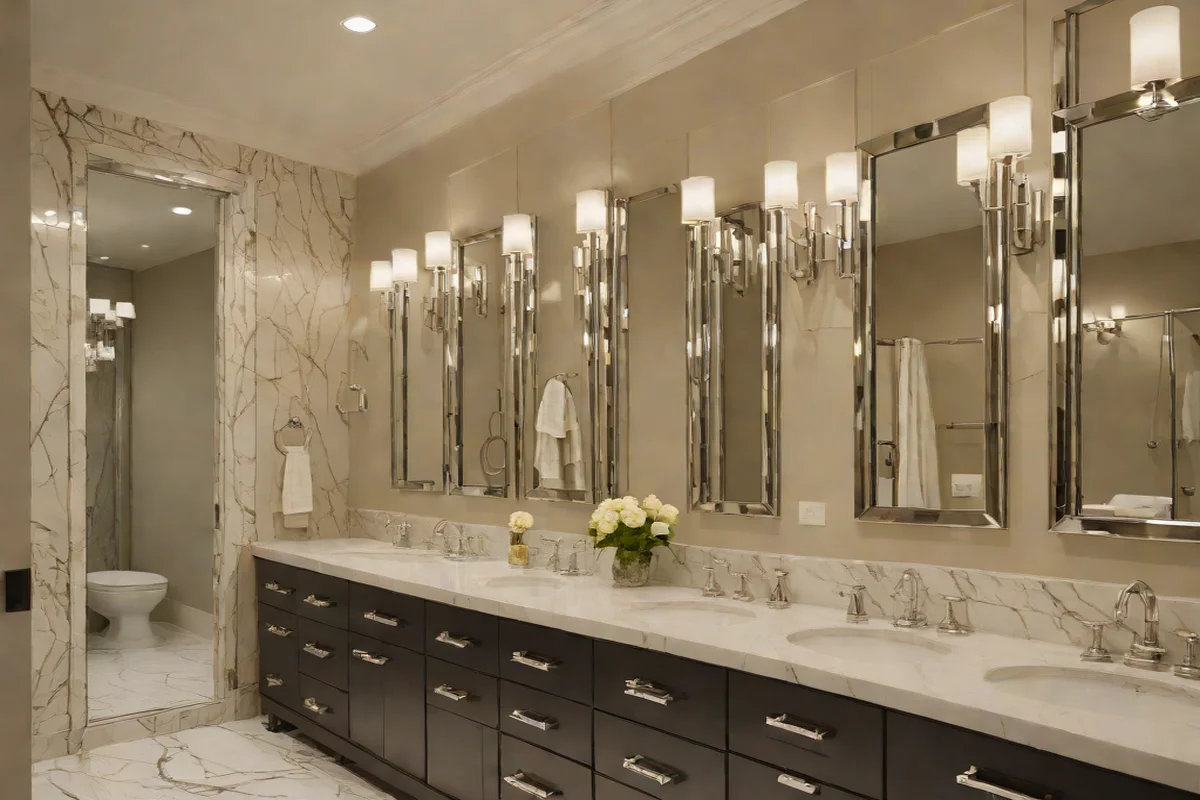 High-Gloss Polished Nickel Plumbing Accents High-Gloss Polished Nickel Plumbing Accents - Moody Dark Bathroom Ideas