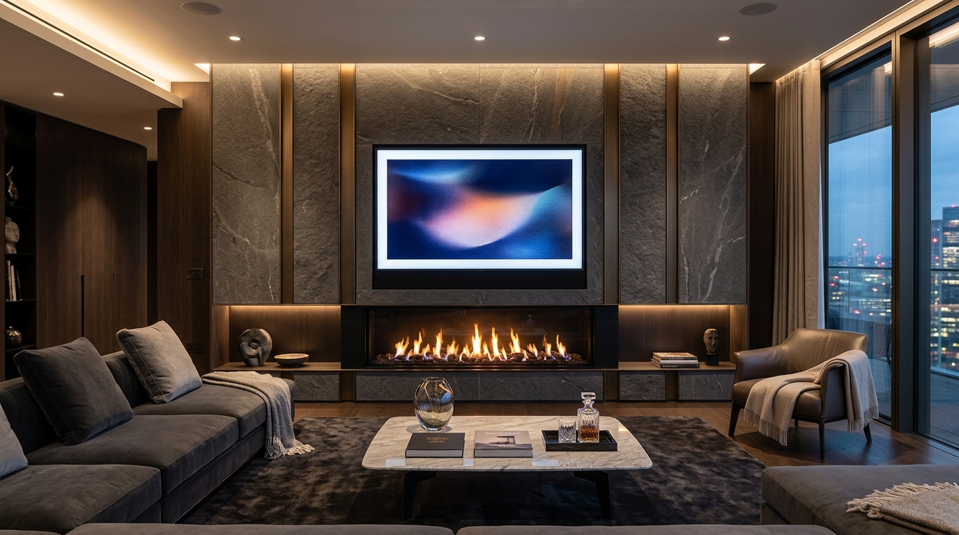 Mount the Television Above a Modern Linear Fireplace
