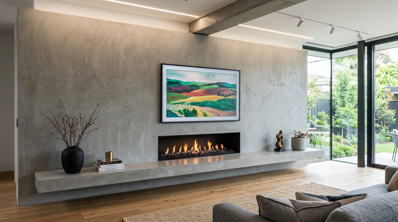Polished Concrete Floating Hearth Benches