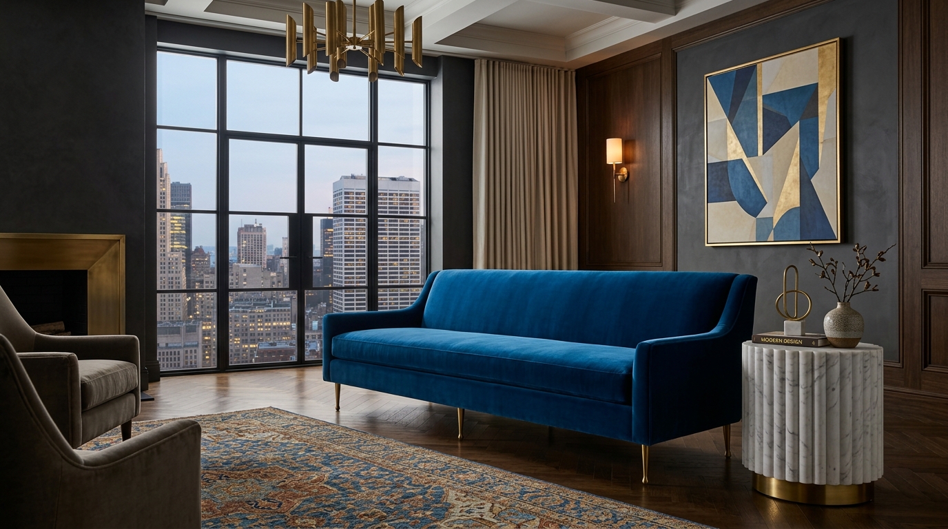 Sleek Velvet Mid-Century Tight-Back Designs