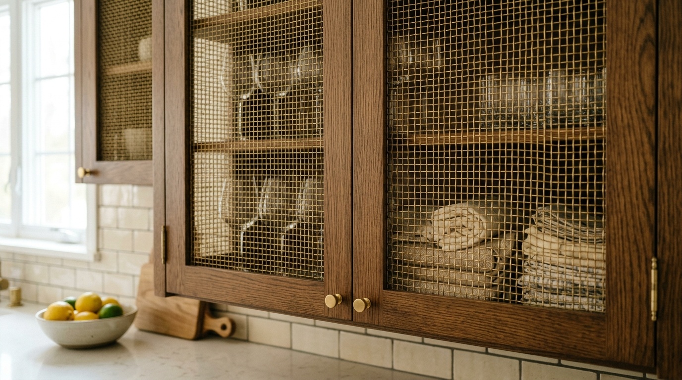 Solid Brass Mesh Cabinet Inserts