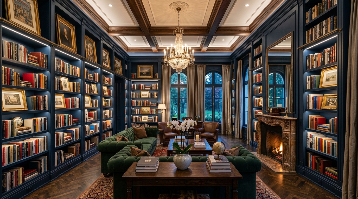 Try Book Drenching With Floor-to-Ceiling Shelving